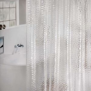 Rideau de douche anti-moisissure avec aimant de poids en dessous,transparent 3D cubique Eva étanche antibactérien - Neuf