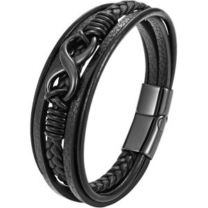 Eryi-Bracelet Homme, Bracelet Cuir Pour Hommes, Bracelets Croix Vie Viking Arbre De Vie, Brun Noire Bracelets Crucifixion Homme - Neuf