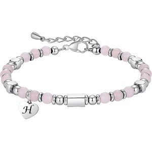 Bracelet Pour Femme En Acier Inoxydable Avec Inscription En Allemand « Mère Fille » - Personnalisable - Argent - Bracelet Réglable - Cadeau Pour Maman Papa Grand-Père - Neuf