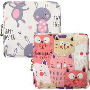 KALANKA-Lot de 2 porte-serviettes hygi&eacute;niques, sac de rangement pour serviettes hygi&eacute;niques, pochette hygi&eacute;nique avec fermeture &eacute;clair, sac de protection portable pour femmes, adolescentes, filles, d - Neuf