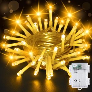 TRAHOO-1 guirlande lumineuse d'ext&eacute;rieur &agrave; piles - 5 m - 20 LED - Avec minuterie de 6 h - &Eacute;tanche IP65 - Avec batterie - Guirlande lumineuse pour sapin de No&euml;l - Neuf