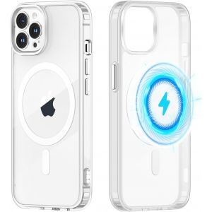 Kal-Magnétique Coque Pour Iphone 14 Pro Max 6,7"", Transparente Coque Compatible Avec Magsafe, Ultra Léger Mince Silicone Tpu + Pc Housse De Protection Anti-Choc Bumper Etui Pour Iphone 14 Pro Max - Neuf