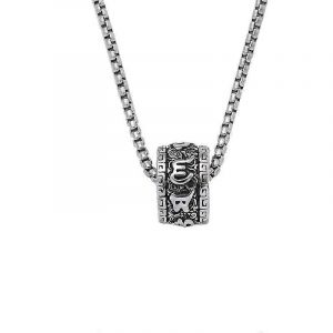 Factory Direct Six Word Mantra Pendentif Hommes S Vintage Titane Acier Collier All-Match Fleur Rond Pendentif En Acier Inoxydable - Neuf