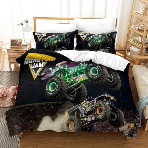 Parure De Lit Monster Jam Pour Lit Simple, Double, Double, Queen Et King Size. Parure De Lit Monster Jam F1 Pour Chambre D'adolescent, Housse De Couette, Anime - Neuf