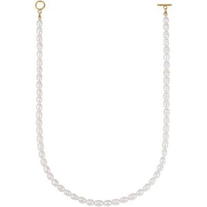 Asas-Collier De Perles Pour Femmes Avec Perles D'eau Douce-Résistant À L'eau I Collier De Perles Avec Plaqué Or 18 Carats(45cm)Collier Sans Pendentif Doux Pour La Peau - Neuf