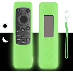 Coque Télécommande En Silicone Compatible Avec Samsung Oled Tv Solarcell Bn59-01432A Bn59-01432J Bn59-01455E Bn59-01437A Télécommande Avec Vert Fluorescent Et Cordon - Neuf