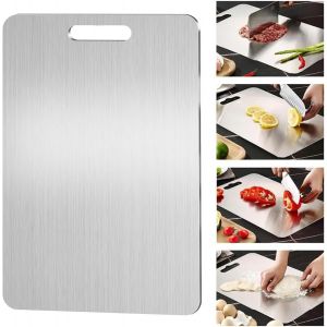 Kalanka-Planche À Découper En Titane,Yamato Titanium,Planche A Decouper Inox Pour La Cuisine,Pour La Viande,Fromage,Le Pain,Les Légumes,Les Fruits (39 X 28 Cm) - Neuf