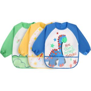 Bavoir Etanche &Agrave; Manchs Longue, Tablier Bavoir Bebetablier D'alimentation De Jeu, Peinture, Bavoir Imperm&eacute;able Unisexe Pour B&eacute;b&eacute; De 6 Mois &Agrave; 3 Ans - Neuf