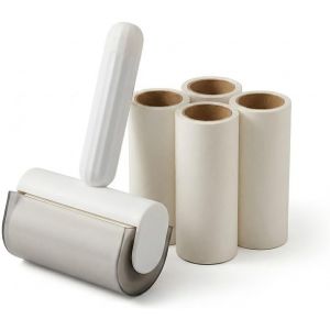 JGD-Grand Rouleau adh&eacute;sif pour Poils d'animaux, 300 Feuilles pour &eacute;liminer Les Poils (1+4 Rouleaux) avec Housse Anti-poussi&egrave;re pour v&ecirc;tements et Meubles,Blanc - Neuf