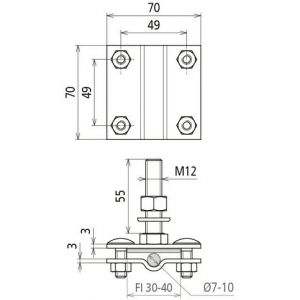Dehn Clamp pour borne fixe de mise &agrave; la terre M12 StSt V4A - 478149 - Neuf