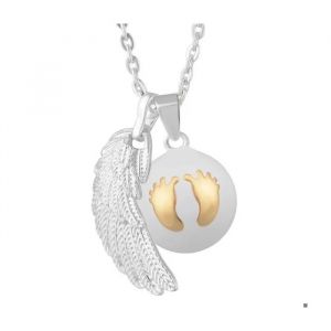 Bola De Grossesse Pendentif Double Aile D'ange Et Boule Collier Bijou - Neuf