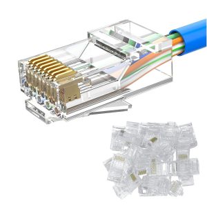 KAL-25 Pièces Connecteur Rj45 Cat6, Connecteur Ethernet Modulaire Plug, Fiche Rj45, Connecteurs Cat6 Non Blindé Pour Cat6, Cat5E, Cat5 Câble De Pose - Neuf