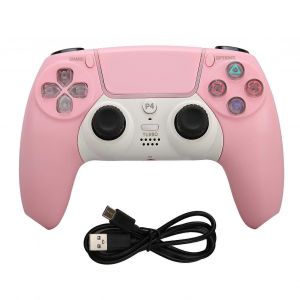 Manette De Jeu Sans Fil Rechargeable Bluetooth Joystick Pour Ps4 Pour Ps5 Pour Windows 7 8 10 Pc Tablette Rose - Neuf