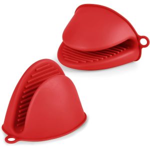 Eryi-Gant De Cuisine Épais En Silicone, 1 Paire Gants De Four Résistant À La Chaleur, Gants De Cuisine Antidérapants, Gant Cuisine Anti Chaleur Pour Cuisiner, Barbecue, Cuisson (Rouge) - Neuf