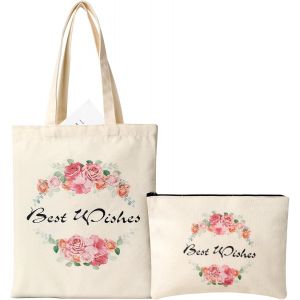 KALANKA-Sac en Toile,Sac Toile de jute avec Petite Pochette Lot de 2 Coton Tote Bag Femme Tissu Fourre,Cadeau Parfait pour Femmes Amis - Neuf