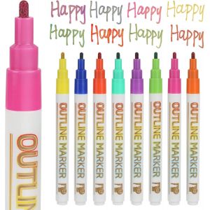 Lot De 8 Stylos Magiques À Paillettes Pour Enfants - Stylos Magiques Métallisés À Paillettes - Stylos Bicolores - Stylos Acryliques Pour Pierres, Cartes Cadeaux, Scrapbooking, Bricolage - Neuf