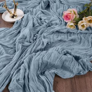 Sjzg-2 Pack Boho Gaze Etamine &Agrave; Chemin De Table90x 300 Cm Paquet De Chemins De Table En &Eacute;tamine Chemin De Table Cuisine D&eacute;coration Int&eacute;rieure Vacances Mariage F&ecirc;te Anniversaire D&eacute;cor-Gris Bleu - Neuf
