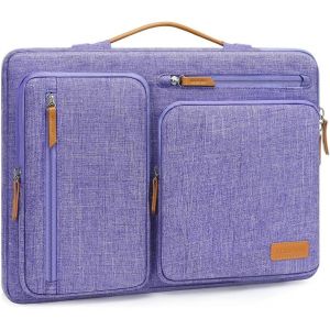 Housse 360&deg; Pour Ordinateur Portable 13,3 Pouces, Compatible Avec Macbook Air/Pro 13 / Pro 14, Hp Dell Acer Asus, 13-14 Pouces Sac Ouvert Lat&eacute;rale Avec 4 Poches Zipp&eacute;es&Poign&eacute;e,Violet - Neuf