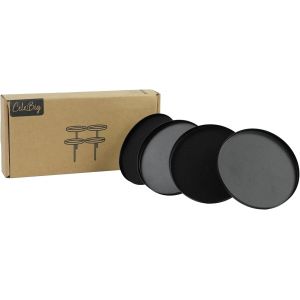 KALANKA-® Lot de 4 bougeoirs en métal avec protection des bords - Diamètre : 8 cm - Pour couronnes de l'Avent et projets de bricolage - Bougeoirs avec clou et plateforme - Idéal pour les bougies - Neuf