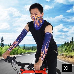 Ensemble Demi-Masque Et Manchons Respirants Anti-Uv A Sechage Rapide Pour L'exterieur (Bleu Fonce Xl) - Neuf