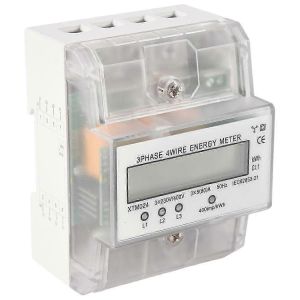 Compteur d'énergie 3 phases 4 fils 220/380V Consommation d'énergie 5-80A Compteur KWh Installation sur rail DIN Digita - Neuf