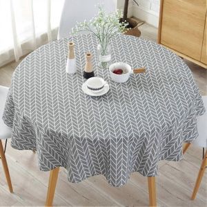 Nappe Simple De Style Nordique,Nappe Ronde Pour Table Ronde,Nappe En Lin De Coton Anti-Poussière - Neuf