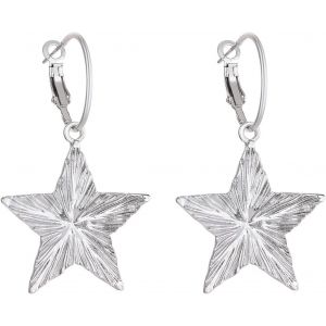 Kal-Boucles D'oreilles &Eacute;toile En Argent Boucles D'oreilles Pendantes &Eacute;toile Simple &Eacute;toile &Agrave; Cinq Branches Boucles D'oreilles Pendantes Bijoux De L'an 2000 Pour Femmes Et Jeunes Filles - Neuf