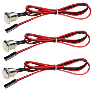 CFRY-3pcs Bouton de Châssis Hôte Bouton en Métal, Câble de Bouton Poussoir Hôte d'Ordinateur Boîtier PC Bouton d'Alimentation ATX Alimentation On/Off pour Bouton d'Ordinateur DIY 60cm (16mm) - Neuf