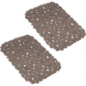 Mevronisshop-Tapis Evier Cuisine Gris Clair, Lot De 2 Tapis De Protege Evier Cuisine En Pvc, 40x30cm Tapis Evier, Tapis D'&eacute;vier En Forme De Galets Pour Le Fond De L'&eacute;vier De Cuisine - Neuf
