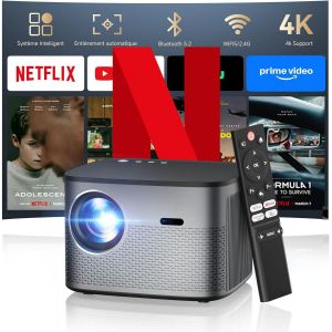 [Netflix Certifi&eacute;/35000Lm] Vid&eacute;oprojecteur 4K Android 13.0 Auto Focus/Correction Trap&eacute;zo&iuml;dale Vid&eacute;oprojecteur Intelligent Full Hd 1080P Wifi Bluetooth Projecteur Home Cin&eacute;ma - Neuf