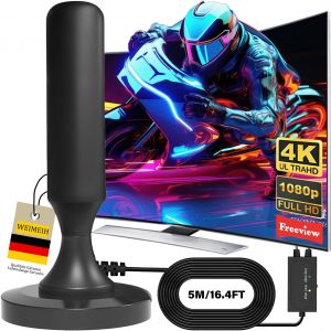 Antenne Tv Int&eacute;rieur Puissante,2025 Puissante Antenne Hdtv Int&eacute;rieur De Base Magn&eacute;tique-Cha&icirc;nes Locales Gratuites 500Km R&eacute;ception Longue Port&eacute;e &Agrave; 360&deg;,Compatible Avec 4K 1080P Et Tous Les Tv - Neuf