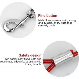 10 M Laisse Pour Animaux De Compagnie, 6mm, Jusqu'&agrave; 250 Kg, C&acirc;ble D'attache Chiens Petite Medium Grande Anti-Morsure, Cha&icirc;ne S&eacute;curit&eacute; Longe Chien Avec Crochet Pivotant Pour Ext&eacute;rieur (Rouge, 10m) - Neuf