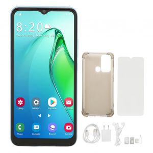 Smartphone 6,5 pouces 5G, 6 Go de RaM, 128 Go de ROM, reconnaissance faciale, deverrouillage par empreinte digitale, compatible android 12, 100-240 V, prise UE bleue - Neuf