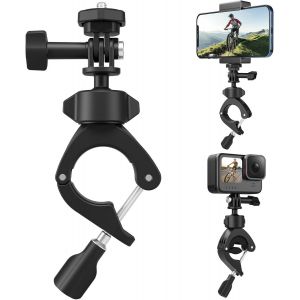 360&deg; Rotating Handlebar Mount with Phone Holder for GoPro Hero 13 12 11 10 9 8 7 6 Max Mini, Insta360 X3 GO3, DJI, Smartphones, Bike Rearview Mirror Mount Motorcycle Tube Accessories - Neuf