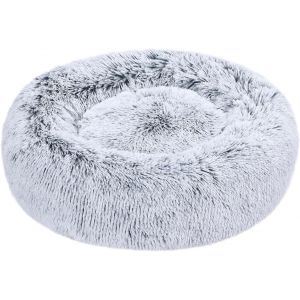 Dog Bed Reinforced Soft Faux Fur Donut Dog Bed Machine Washable 59cm Grey - Neuf