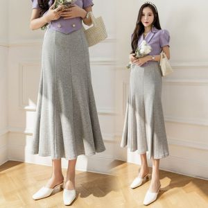 Jupe Tricotée Mi-Longue Pour Femme En Été Avec Taille Haute Élastique Taille Patchwork Jupe Longue Jupe Queue De Poisson Jupe Trapèze - Neuf