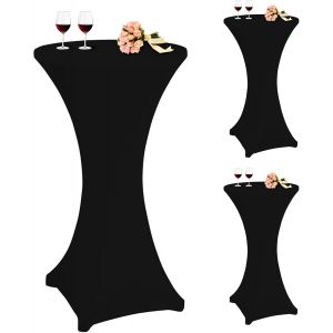 Lot De 3 Nappes D'angle Carrées Extensibles En Élasthanne 60 X 110 Cm, Noires, Pour Table De Bar, Mariage, Cocktail, Banquet (Noires) - Neuf