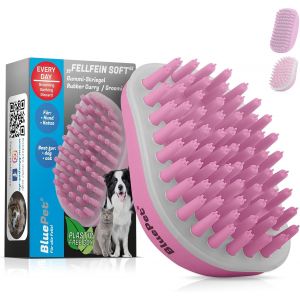 Kal-Brosse En Caoutchouc Pour Poils Courts - Brosse De Bain Pour Chien Et Chat - Effet De Massage - Enlève Les Poils Morts, La Saleté Et La Poussière (Doux Rose) - Neuf