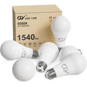 Tianyi-Ampoule Led E27 14w (&Eacute;quivalent 100w), 1540 Lumens 6500k Blanc Froid, A60 Efficacit&eacute; &Eacute;nerg&eacute;tique, Angle De Faisceau 280&deg; Non-Dimmable, Lot De 6 - Neuf