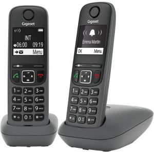 A695 Duo - T&eacute;l&eacute;phone Dect Sans Fil - Grand &Eacute;cran &Agrave; Haut Contraste - Excellente Qualit&eacute; Audio - Fonction Mains Libres - Protection D'Appels Ind&eacute;sirables, Gris [Version Fran&ccedil;aise] - Neuf