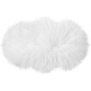 Kalanka-Coussin De Banc Tapis Moelleux En Fausse Fourrure Blanche Douce Pour Chambre &Agrave; Coucher Balcon Canap&eacute; Lecture D&eacute;coration De Sol Pour Chaise De Voiture Couloir Chemin&eacute;e Salon (50 Cm Ovale) - Neuf