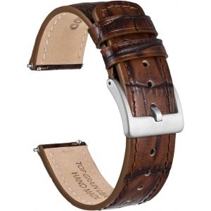 Kal-Bracelets De Montre Cuir De Grain D'alligator, Relâchez Rapidement Le Bracelet De Montre De Remplacement Pour Hommes, Largeur De Bande 18mm 20mm 22mm - Neuf