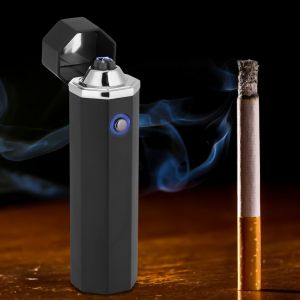 HJLIAN Briquet coupe-vent rechargeable par USB, sans flamme, electronique, a impulsion (noir mat) - Neuf