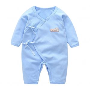Combinaison A Manches Longues Pour Bebe Et Enfant, Couleur Unie, Unisexe (Bleu, 52 Cm) - Neuf