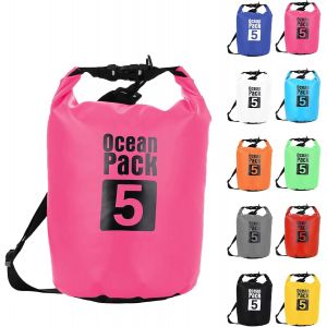 Kalanka-5l Sac Étanche Polyvalent, 2l/5l/10l/15l/20l/30l Rose Rouge Waterproof Dry Bag Avec Longue Bandoulière Réglable Sac À Dos Confort Imperméable Pour Bateau/Kayak/Pêche/Rafting/Natation/Camping/ - Neuf