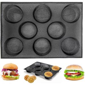 Moule À Pain À Hamburger En Silicone,Moule À Pain À Hamburger 8 Cavités,Moule À Pain À Hamburger Perforé,Moule À Pain À Hamburger Antiadhésif Avec - Neuf
