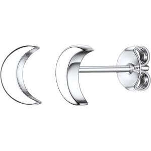 Boucles D'oreilles En Argent 925-Petite Clou D¿Oreilles/Stud Earrings Pour Femme Fille Coeur/Lune/Barre Or/Rose Or-2/3/4 Paires Boucles D'oreilles Idée Cadeau Anniversaire Femmes Filles - Neuf