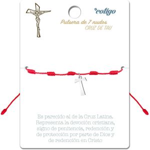 Kal-Bracelet 7 Noeuds Rouges-Croix En Acier Inoxydable-Amulettes De La Chance Et Protection-Mauvais ?Il-Les Couples-L'amiti&eacute;-Bijoux R&eacute;glables-Bracelet Fil Rouge Femme-Homme - Neuf