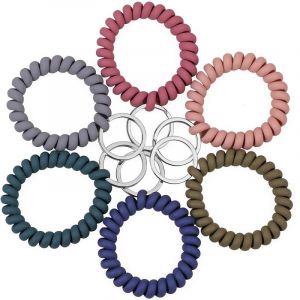6 Couleurs En Plastique Souple Le Ressort En Spirale Poignet Trousseau De Poignet &Eacute;lastique Bobine De Bande De Poignet De Trousseau De Poignet De Bracelet De Bobine Porte-Cl&eacute;s Titulaire - Neuf