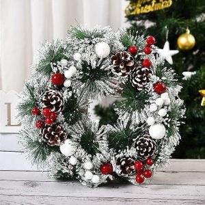 Couronne de noël or de champagne fenêtre de mur de décoration de porte, porte d'entrée extérieure couronne de Noël, de fête fête de Noël décoration de Noël guirlande - Neuf